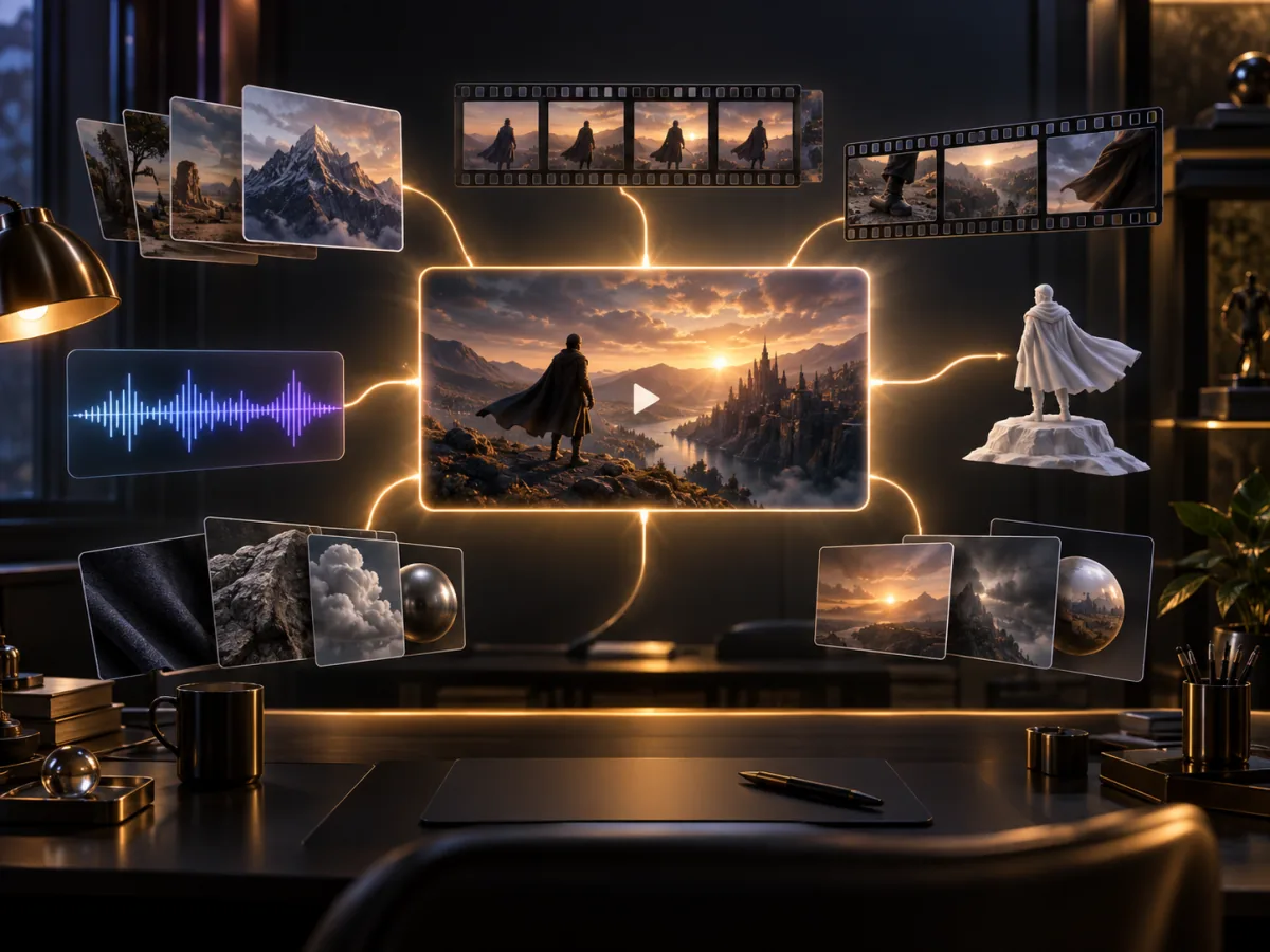 How to Choose AI Video Reference Assets: A Multimodal Guide Multimodal AI video reference workspace with image video and audio assets